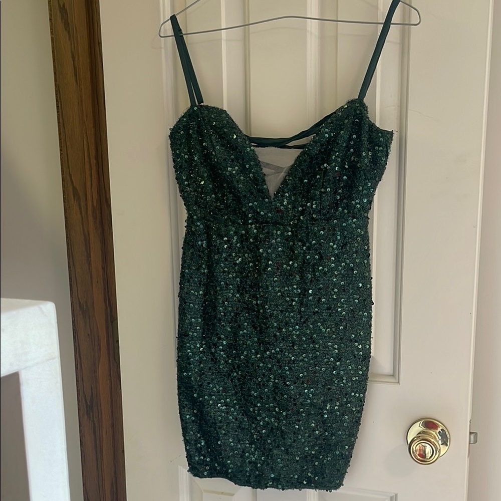 Elegant Green Sequin Dress SMALL
